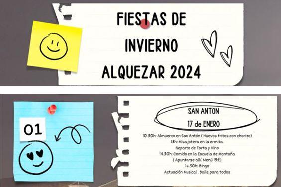 Imagen: Cartel de las fiesta de San Antón en las Fiestas de Invierno de Alquézar. Miércoles 17 de enero.