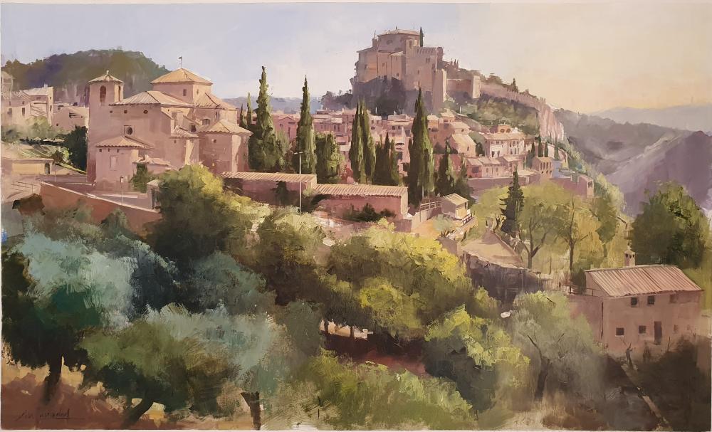 Imagen Una vista panorámica de la Villa de Alquézar es el óleo ganador del XVI Concurso de Pintura