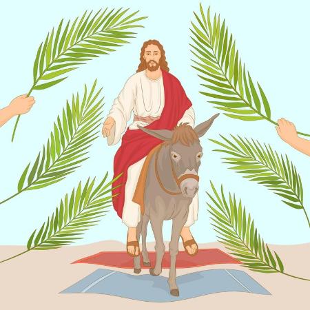 Domingo de ramos. Jesús en la mula